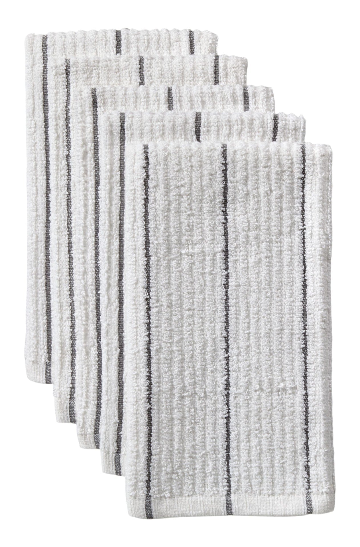 Ribbed Stripe Bar Mop Dish Cloths, Grey Stripes, 5-pk V8F8 - product image 1