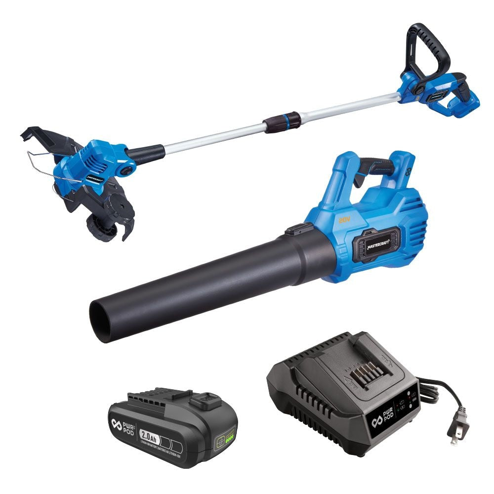 20V Cordless 12" String Trimmer and 370CFM Blower Combo Kit with PWR POD 2 Ah Battery and Charger Q6R3 - product image 4
