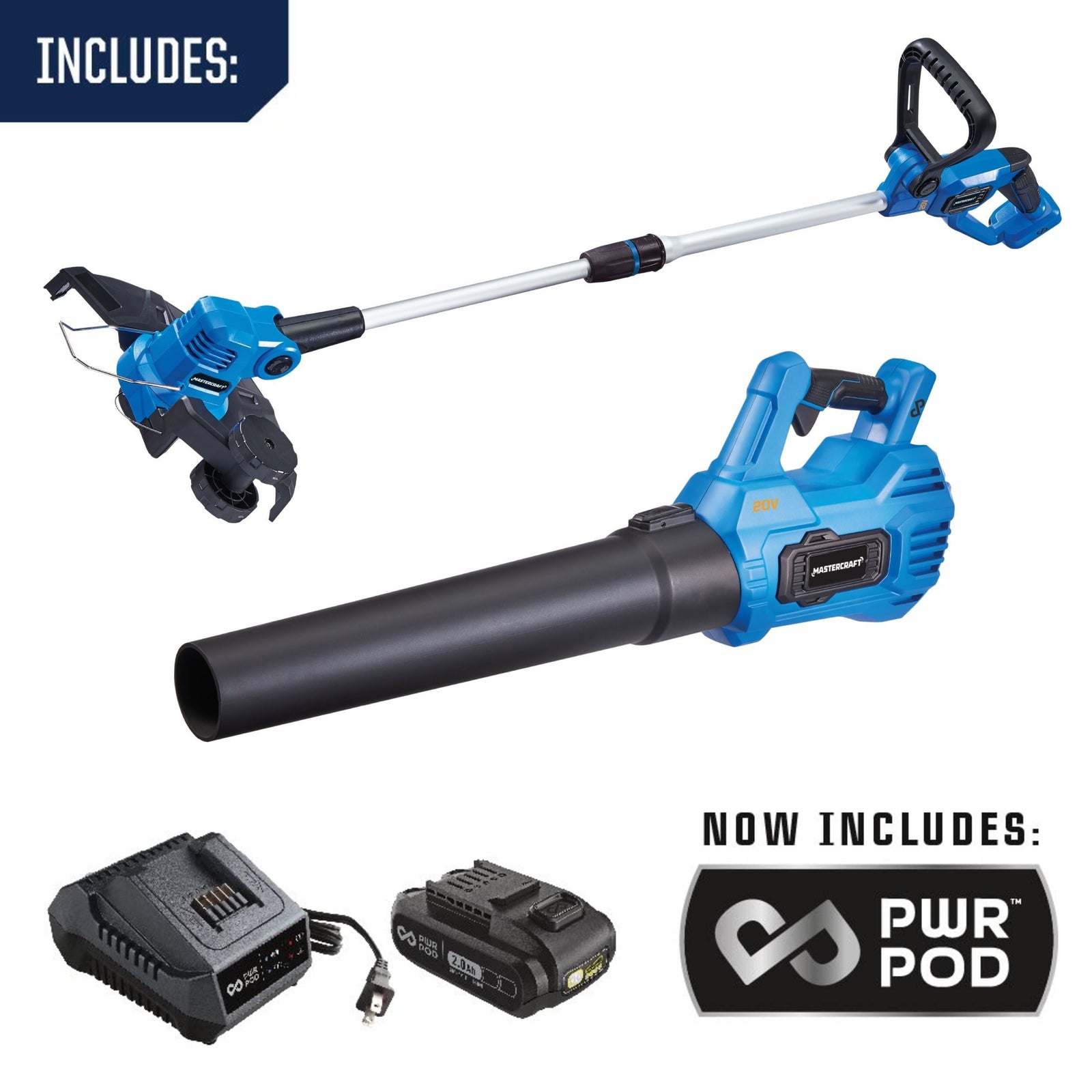 20V Cordless 12" String Trimmer and 370CFM Blower Combo Kit with PWR POD 2 Ah Battery and Charger Q6R3 - product image 5