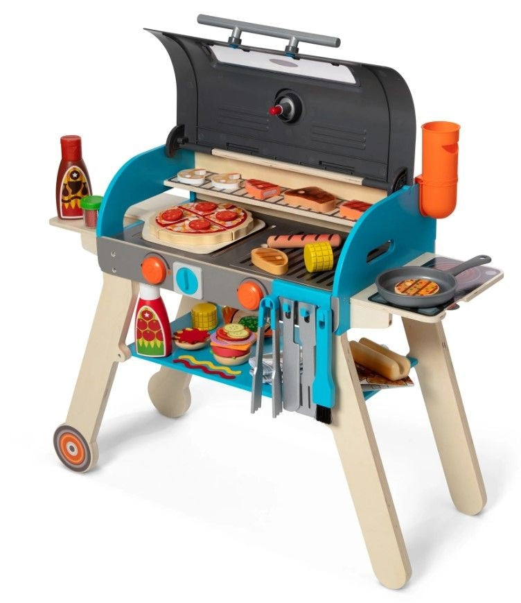 Wooden Deluxe Barbecue Grill, Smoker and Pizza Oven Playset, Ages 3+ Y6U0 - product image 1