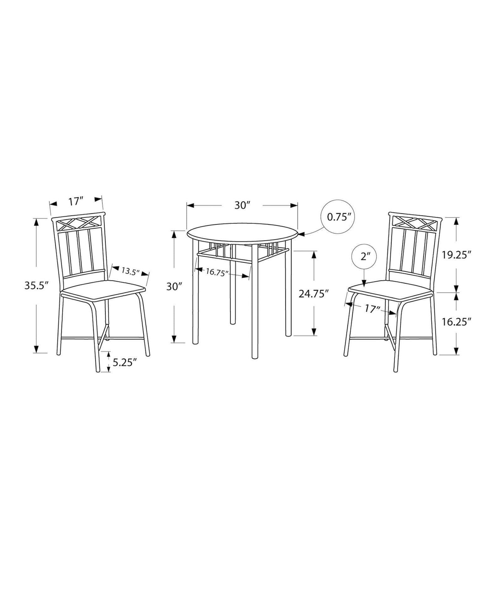 Transitional Dining Set, Grey, 3-pcs U4D1 - product image 2