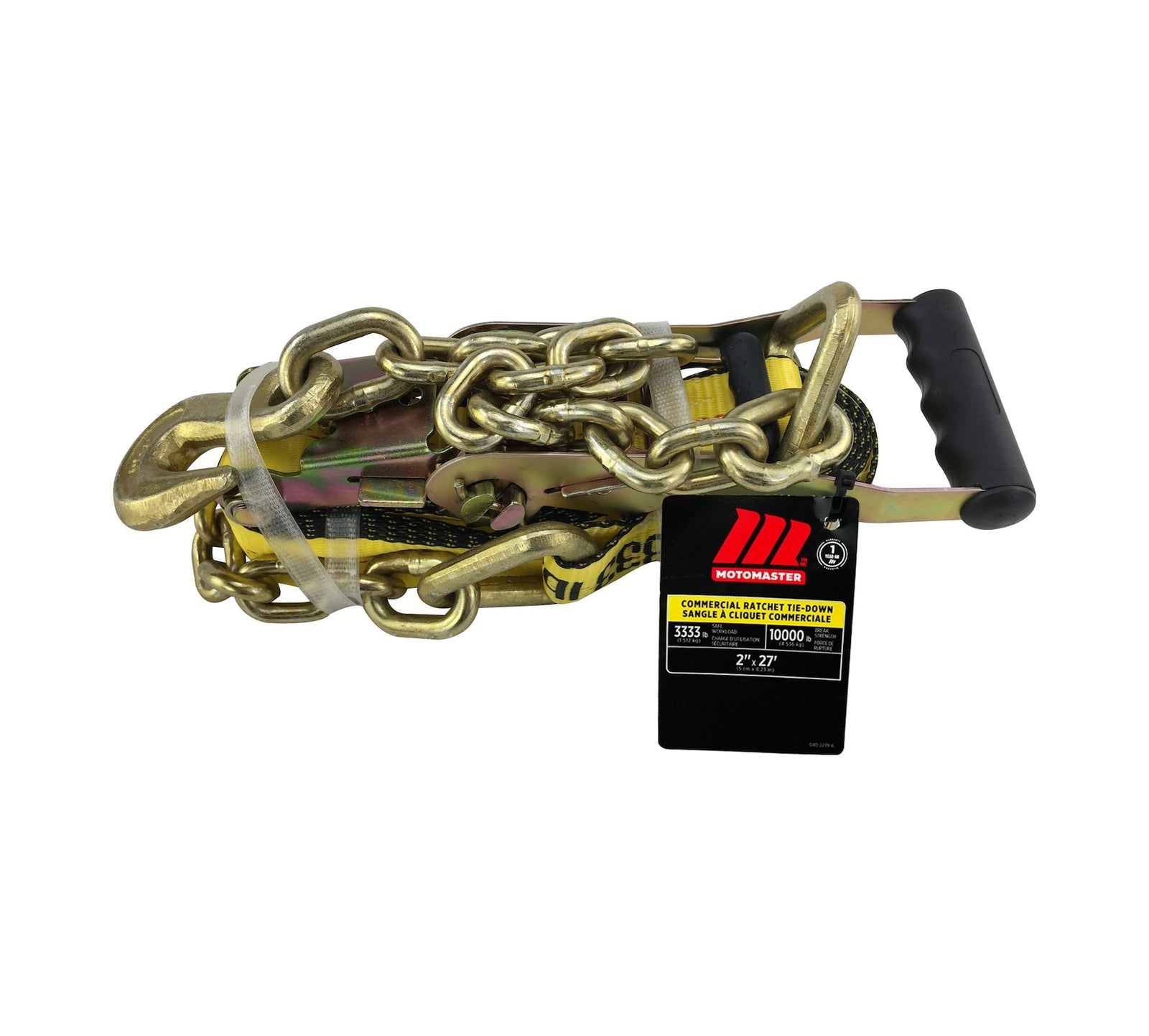 10,000-lb Commercial Ratchet Tie Down Strap, with 18-in Chain, 2-in x 27-ft S0X0 - product image 2