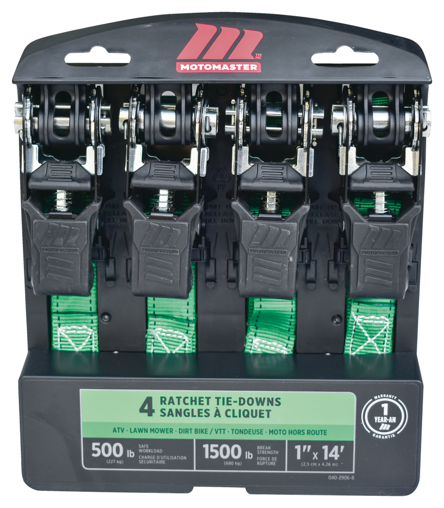 1,500-lb Padded Ratchet Tie Down Straps, 1-in x 14-ft, 4-pk K4P9 - product image 4
