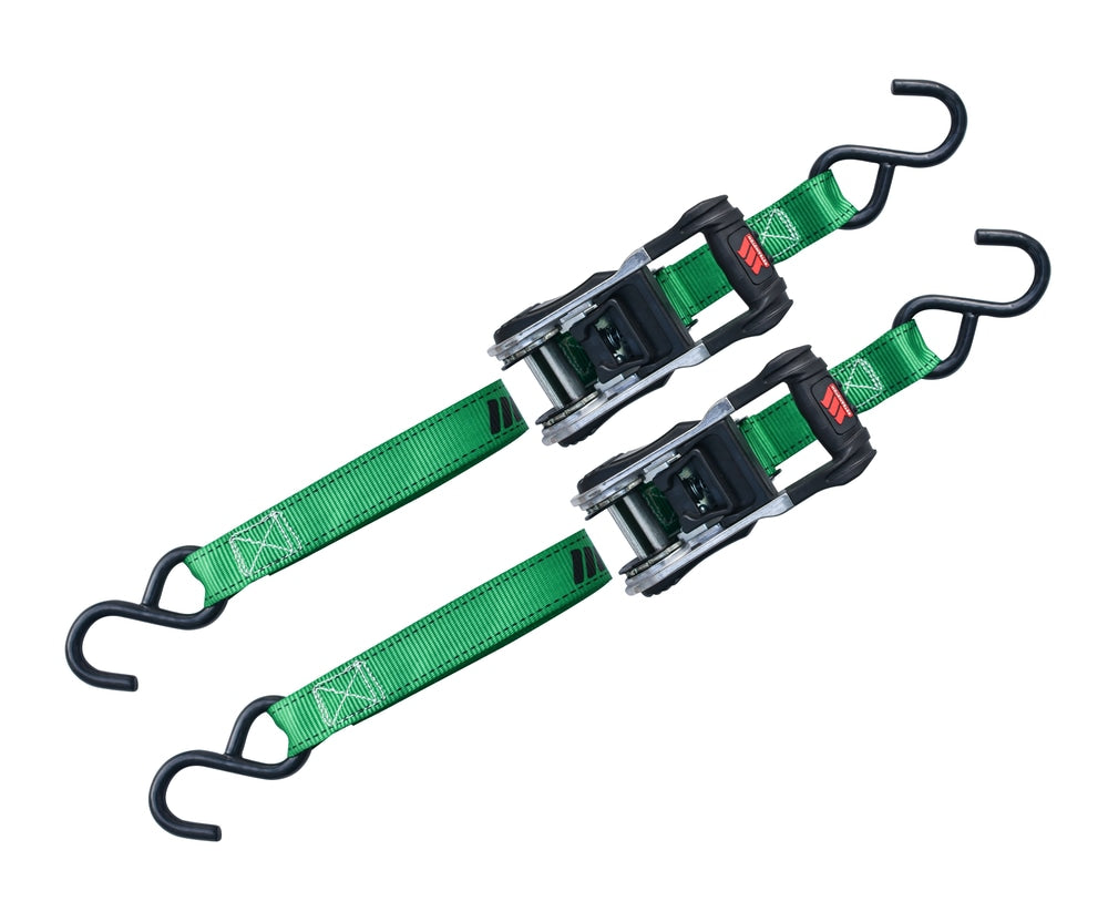 1,500-lb Ratchet Tie Down Straps, with Padded Handle, 1-in x 10-ft, 2-pk D0P4 - product image 1