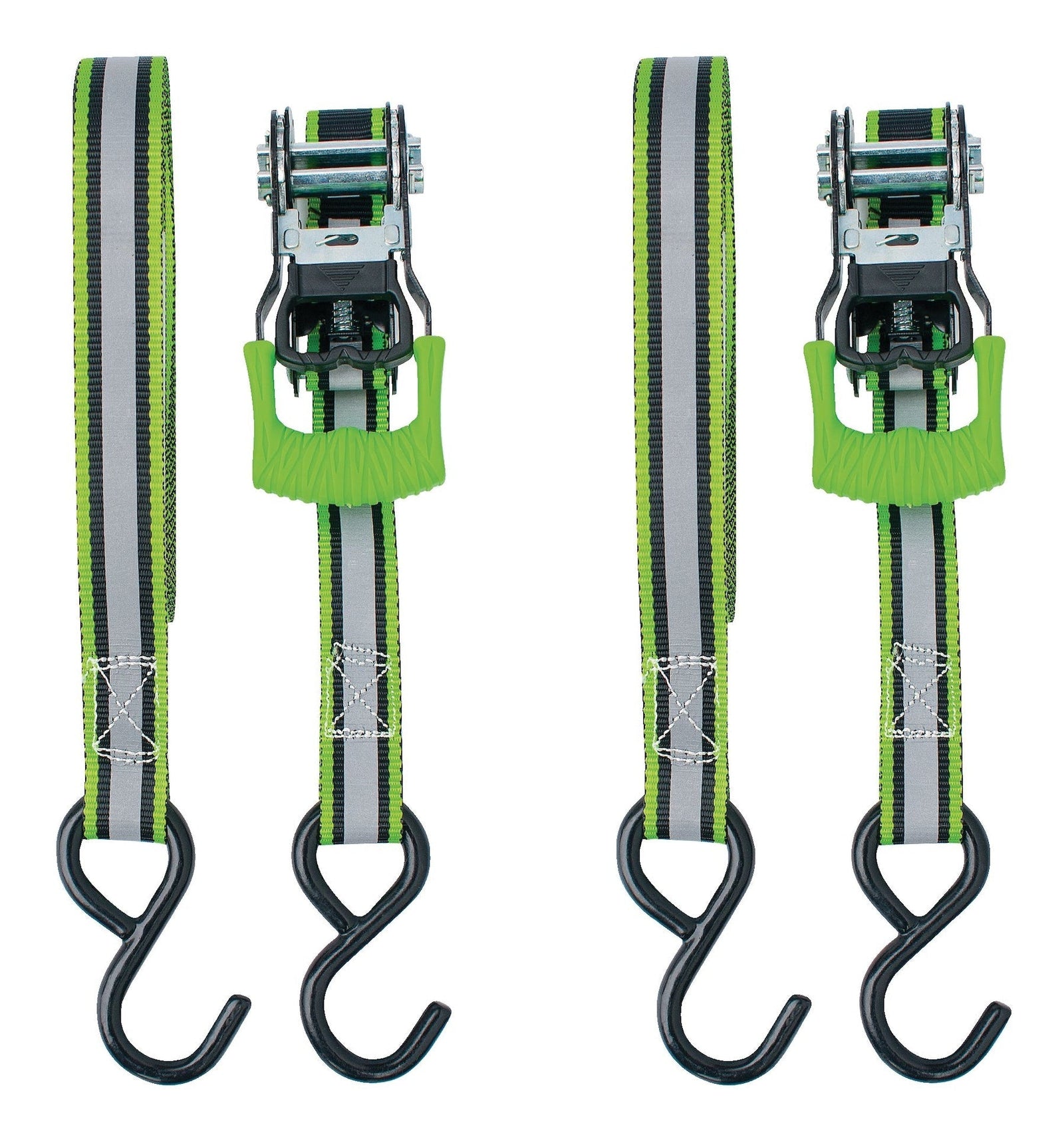 1,500-lb Reflective Ratchet Tie-Down Strap with Padded D-Handle, 1-in x 12-ft, 2-pk Y1O8 - product image 6