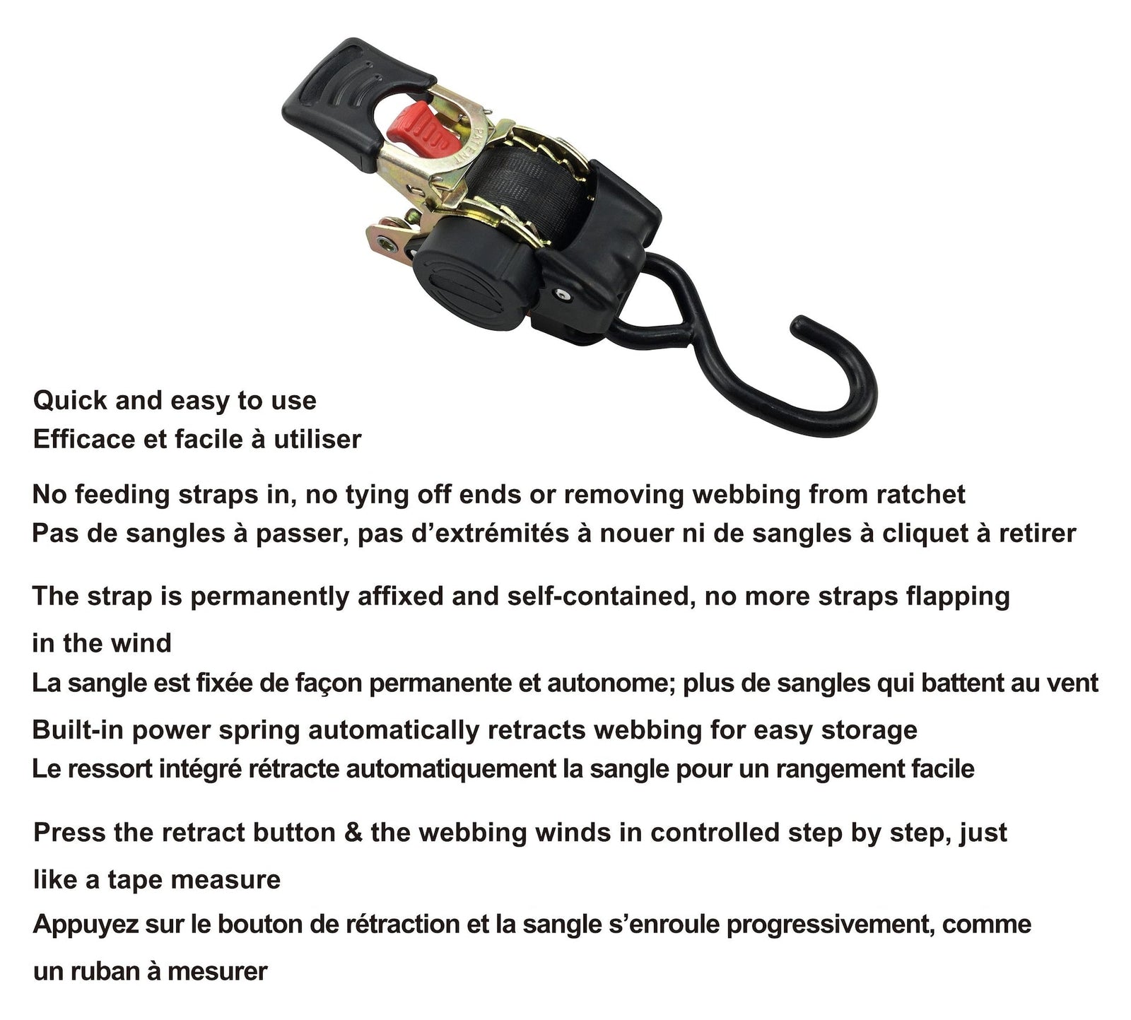 1,500-lb Retractable Transom Tie Down Strap, 1-in x 6-ft (2.54 cm x 1.8 m), 2-pk O9U5 - product image 4