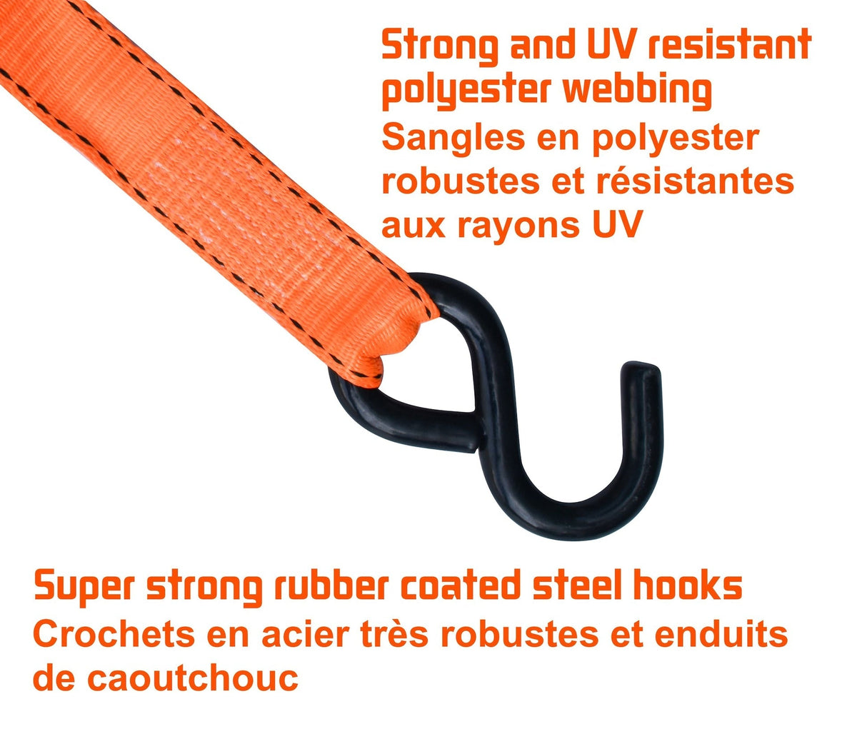 3,000-lb Heavy Duty Ratchet Tie Down Strap, 1.25-in x 14-ft, 4-pk G9B6 - product image 5