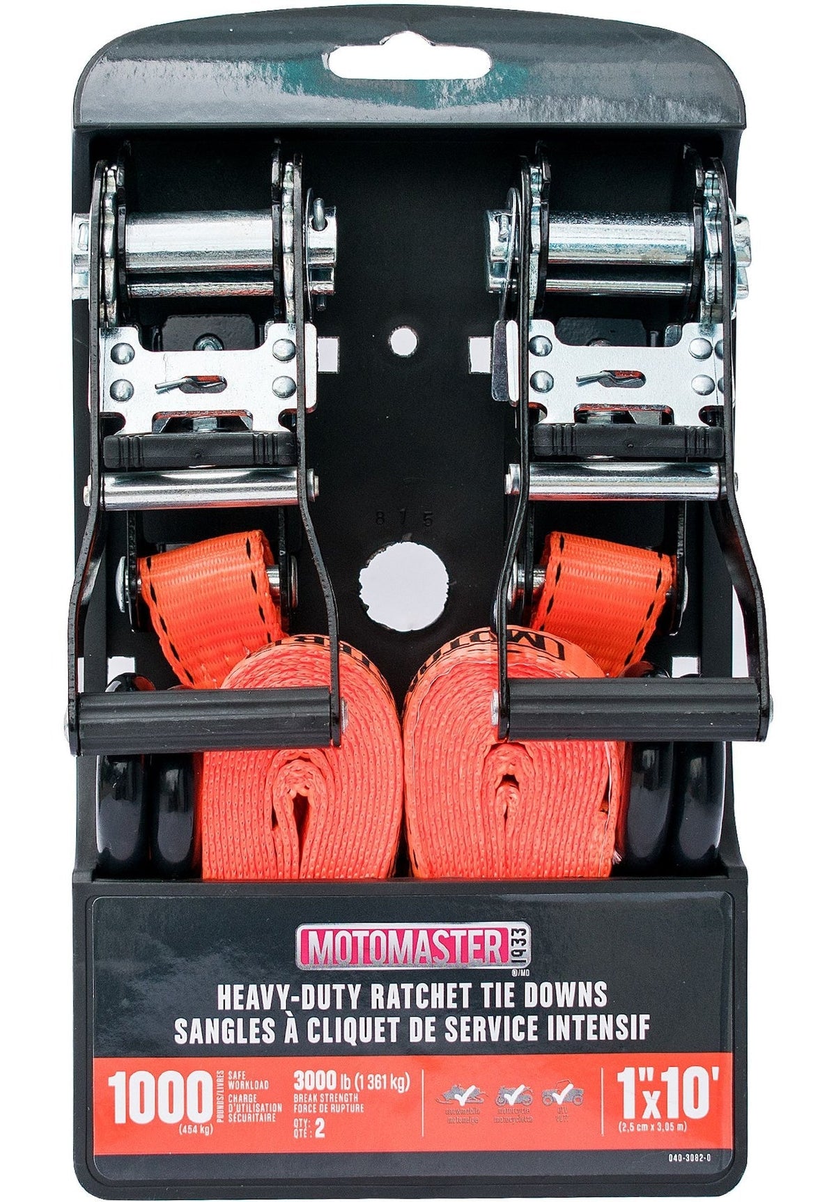 3,000-lb Heavy Duty Ratchet Tie Down Strap, Non-Padded, 1-in x 10-ft, 2-pk O2Y4 - product image 5