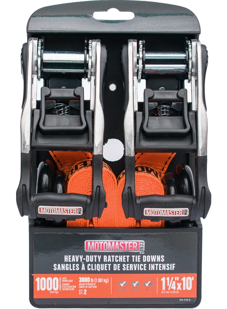 3,000-lb Heavy-Duty Ratchet Tie Down Straps, with Power Grip Padded Handles, 1.25-in x 10-ft, 2-pk F7S5 - product image 2