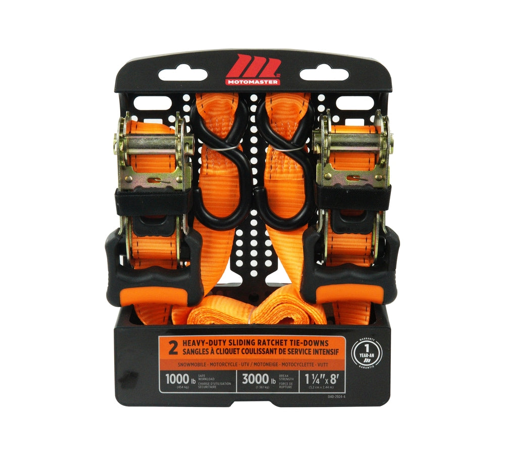 3,000-lb Heavy-Duty Sliding Ratchet Tie Down Straps, 1.25-in x 8-ft, 2-pk N2O9 - product image 2