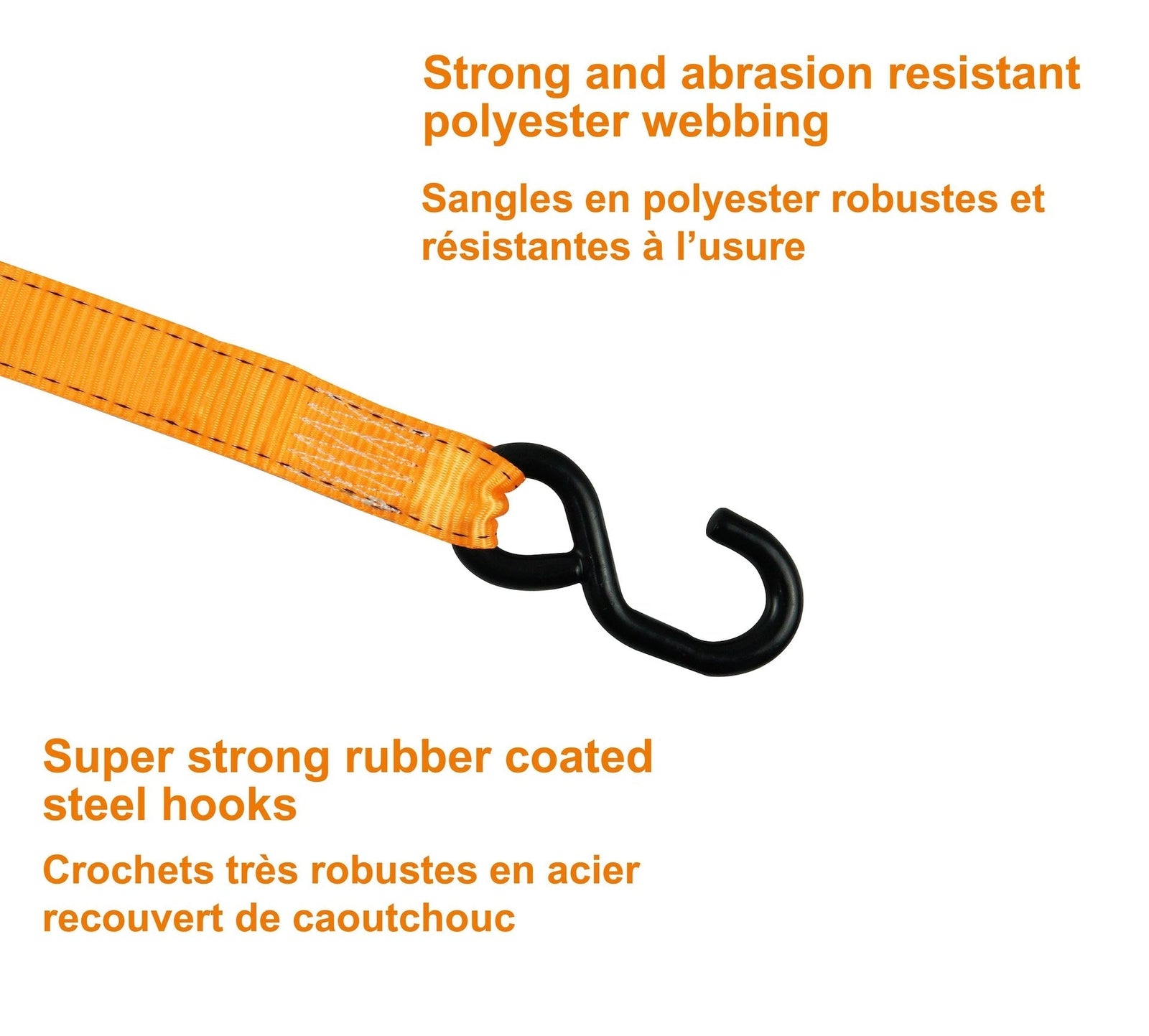 3,000-lb Heavy-Duty Sliding Ratchet Tie Down Straps, 1.25-in x 8-ft, 2-pk N2O9 - product image 4
