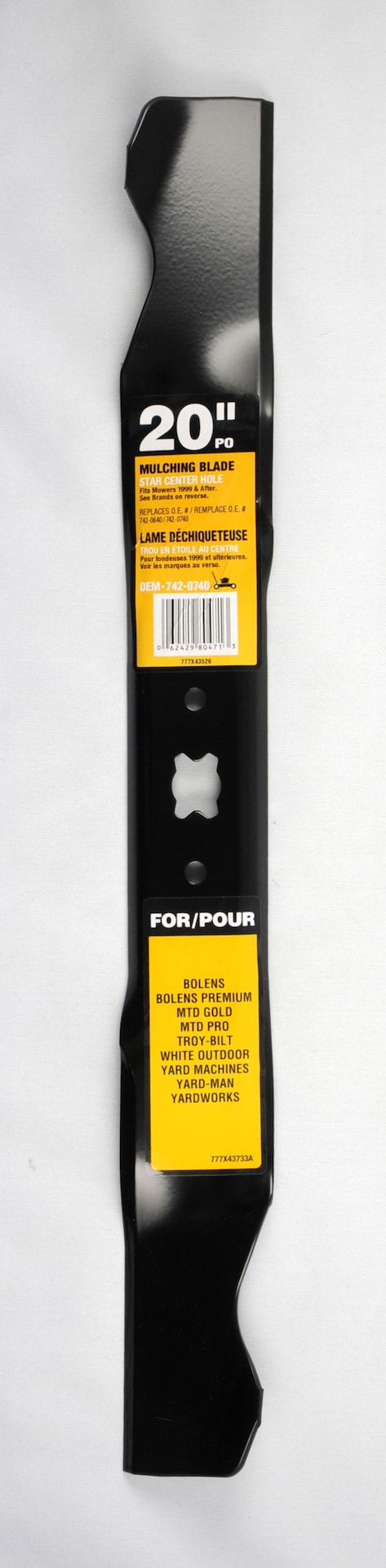 Mulching Lawn Mower Replacement Blade with Star Center Hole, 20-in, Black M0M5 - product image 1