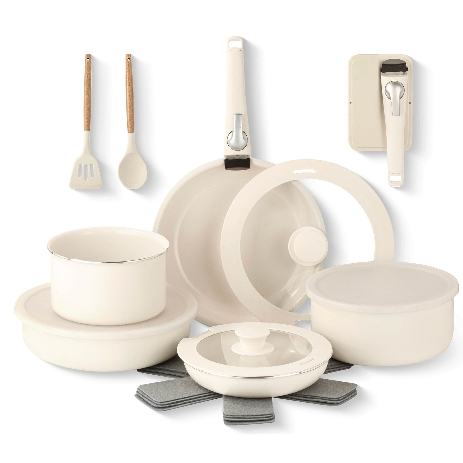 Gotham Steel Pots & Pan Set with Removable Handles, Cream, 18-pc D4H1 - product image 2