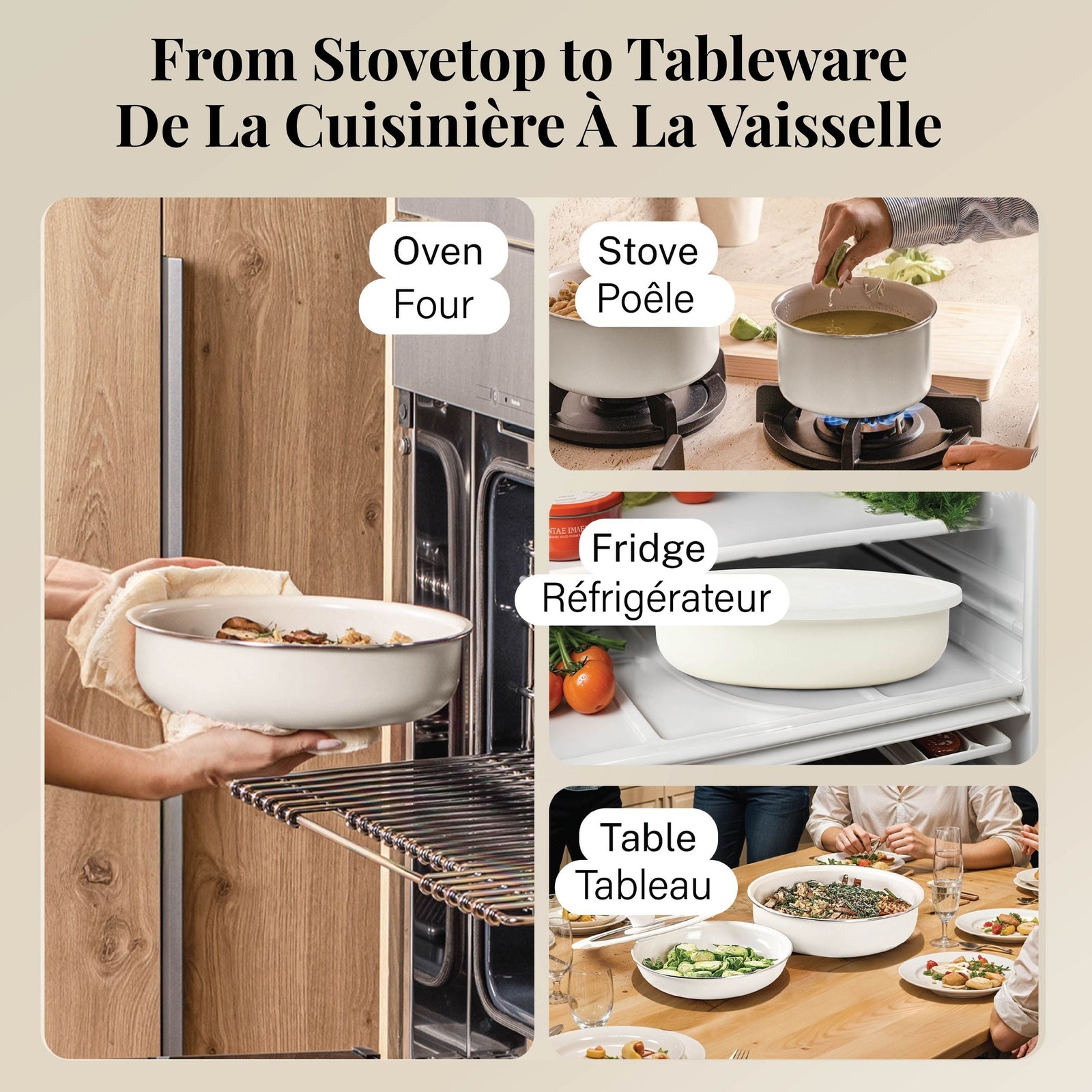 Gotham Steel Pots & Pan Set with Removable Handles, Cream, 18-pc D4H1 - product image 7
