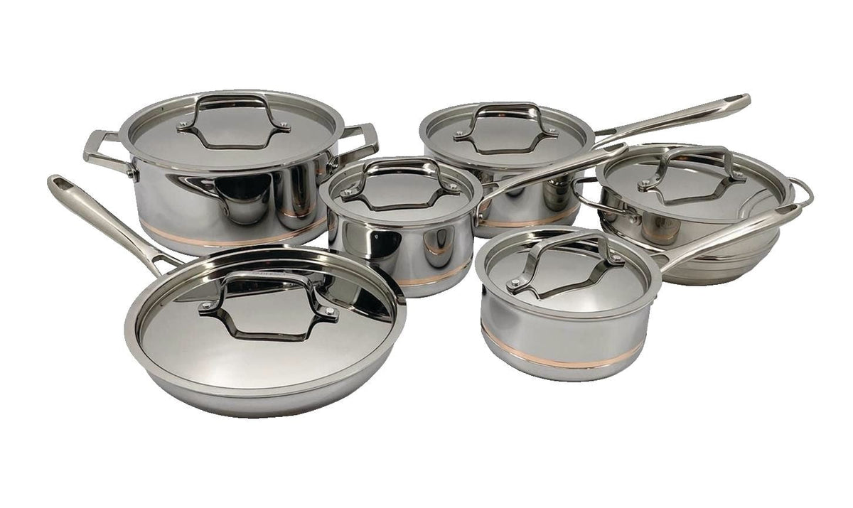 5-Ply Copper Core Stainless Steel Cookware Set, Oven Safe, 12-pc C3F7 - product image 1