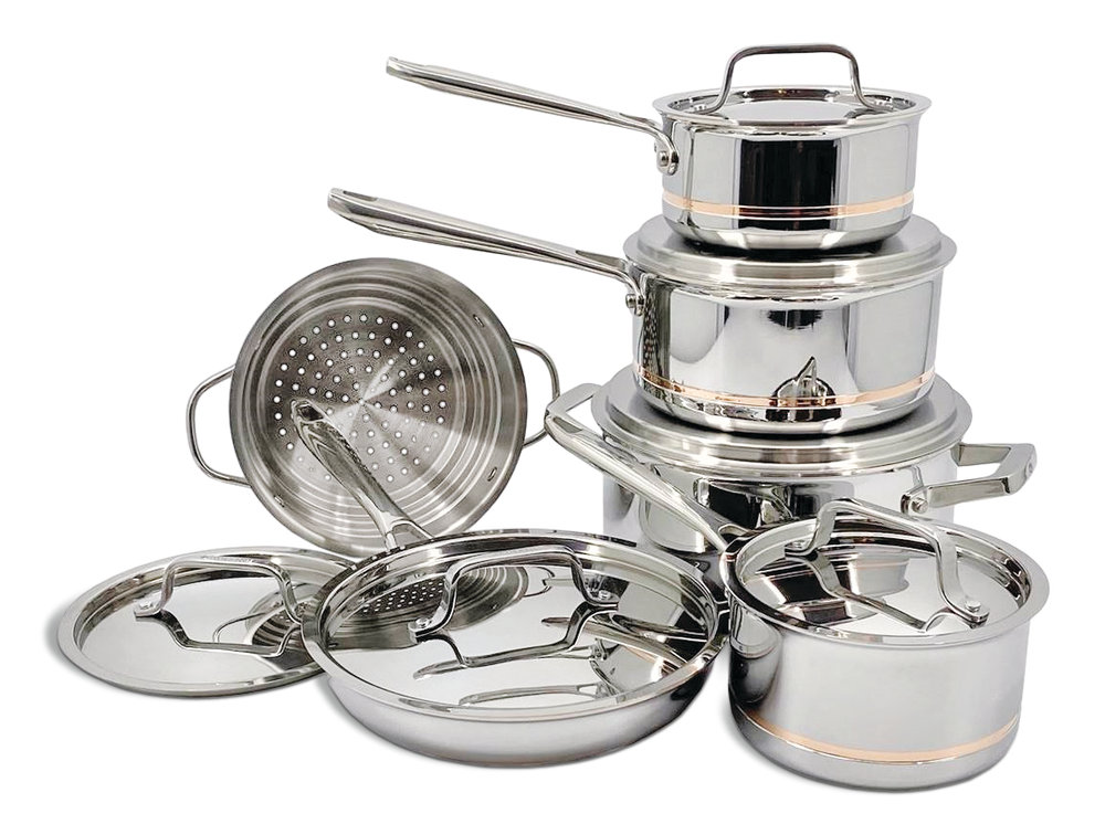 5-Ply Copper Core Stainless Steel Cookware Set, Oven Safe, 12-pc R9D9 - product image 2