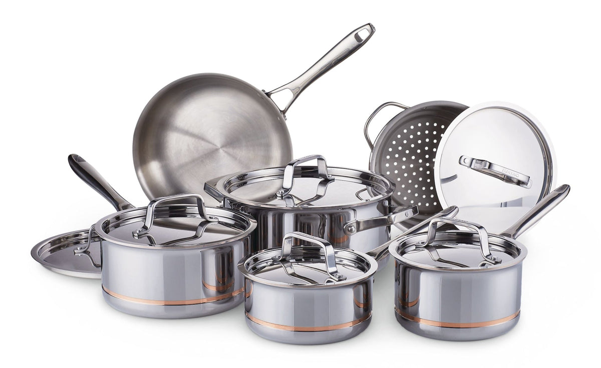 5-Ply Copper Core Stainless Steel Cookware Set, Oven Safe, 12-pc R9D9 - product image 4