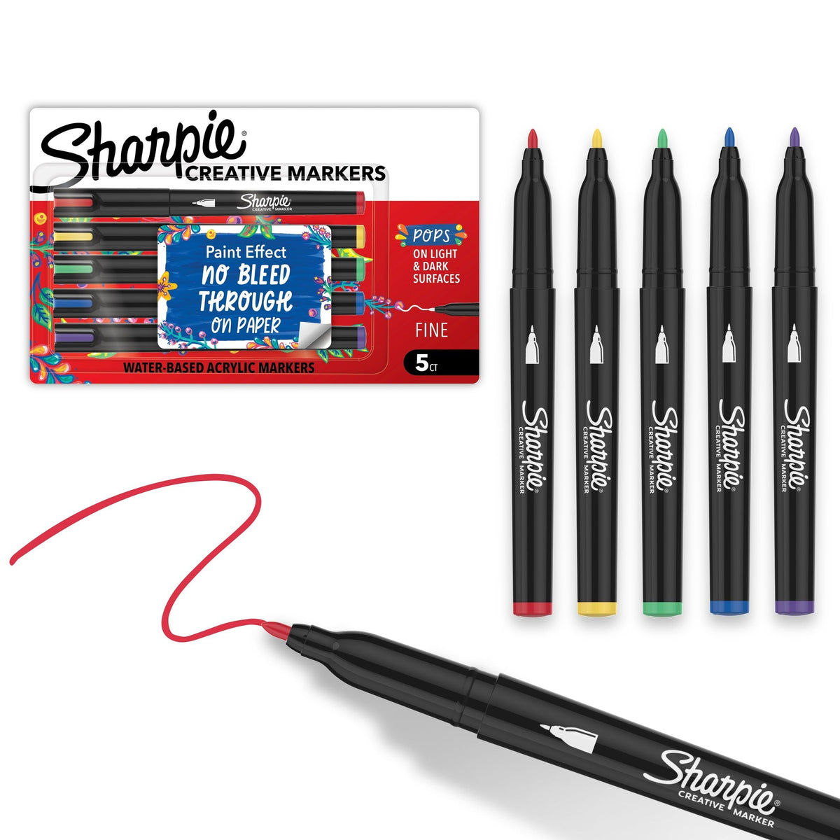 Creative Markers, Fine Tip, 5 Pieces, Assorted Colours G6H8 - product image 2