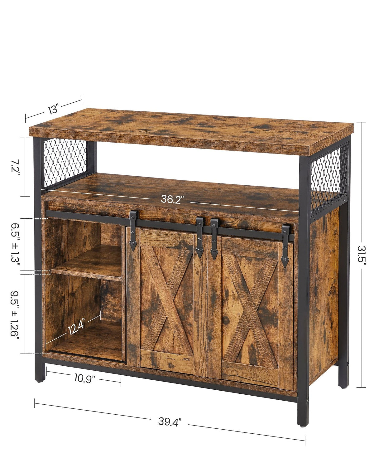 Home Brown Buff Sideboard Storage with Sliding Doors X3A0 - product image 4