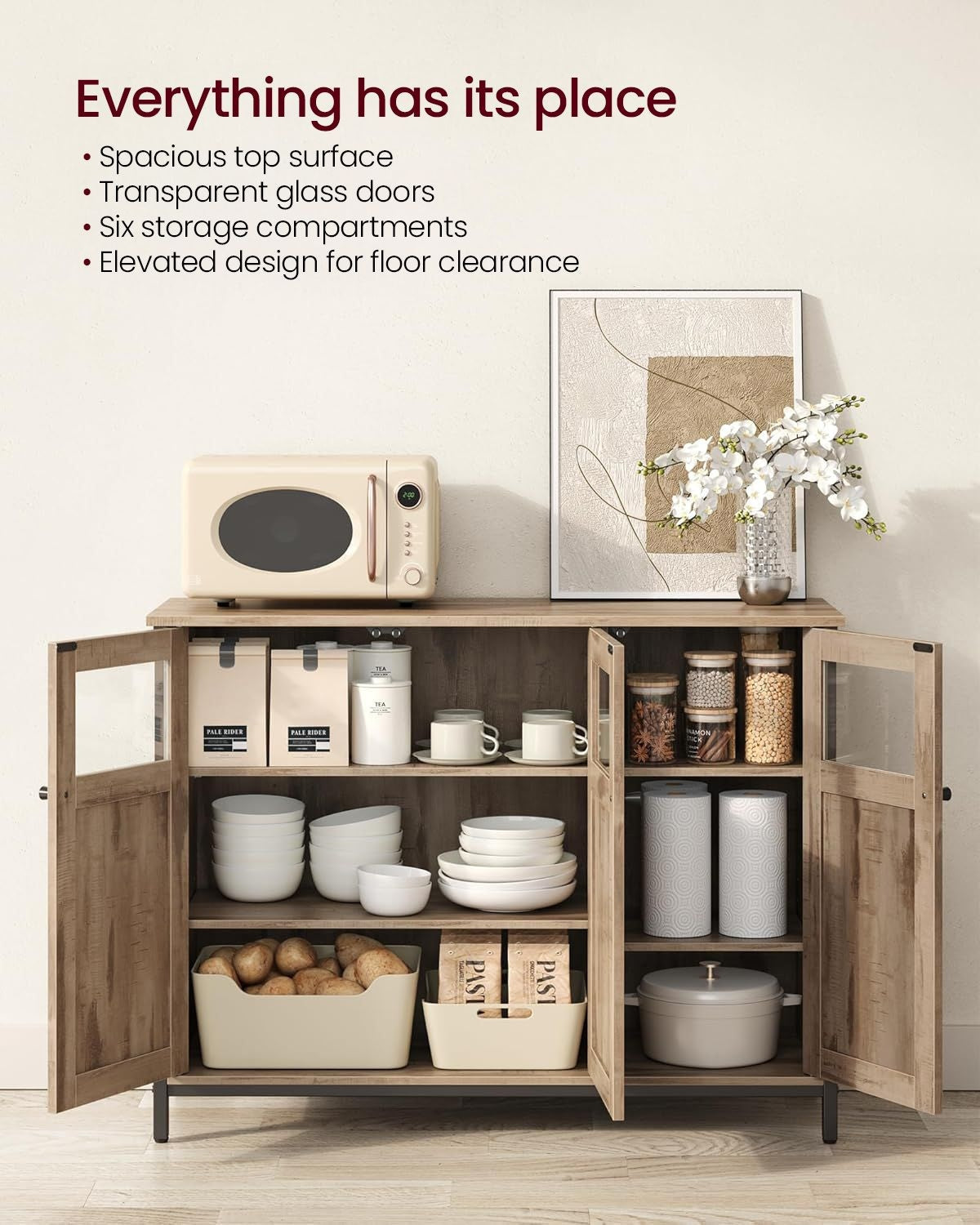 Home Industrial Camel Brown/Black Buffet Cabinet U9H1 - product image 1