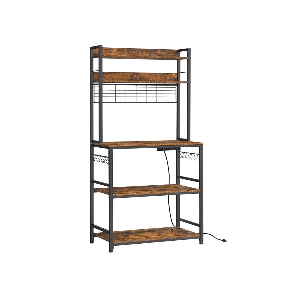 Home Rustic Brown Baker's Rack with Charging Station L8R2 - product image 1