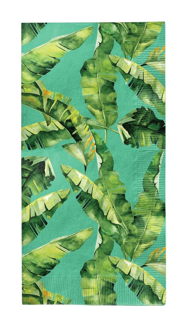 Palm Spring Rectangle Paper Disposable Guest Towel Napkins, Green, 8-in, 20-pk, 3-ply, for Summer Party H0W3 - product image 1