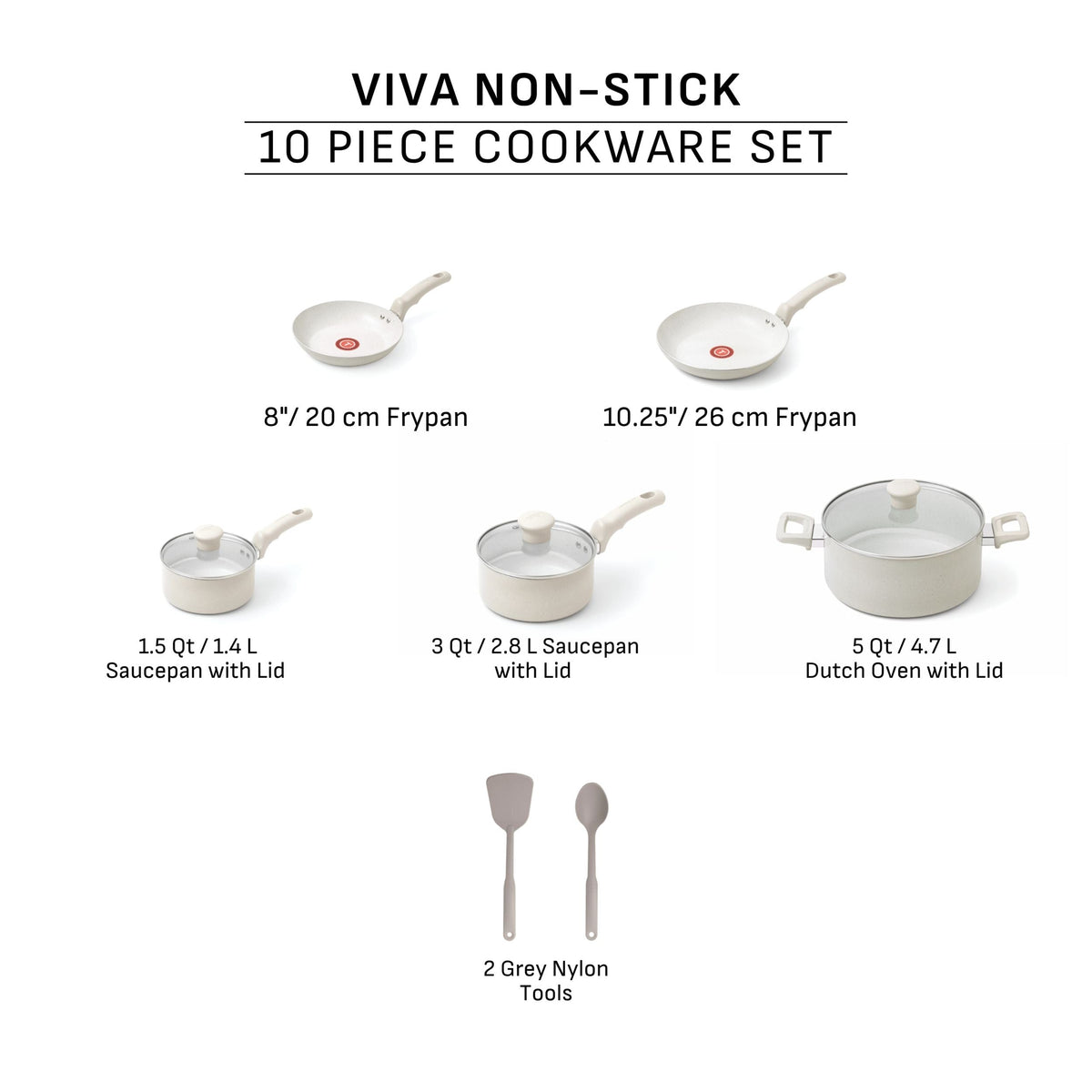 Beige 10-Piece Non-Stick Set, Beige K1E4 - product image 7