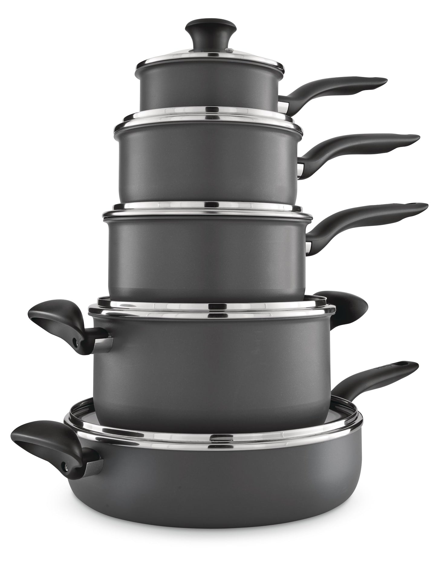 Hard Titanium Cookware Set, Non-stick, Dishwasher & Oven Safe, Grey, 10-pc G4Q1 - product image 2