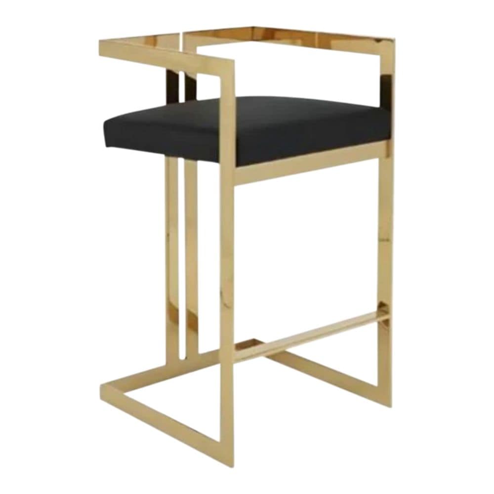 Me Home Black Cushioned Harvey Stool with Gold Frame X6U0 - product image 1