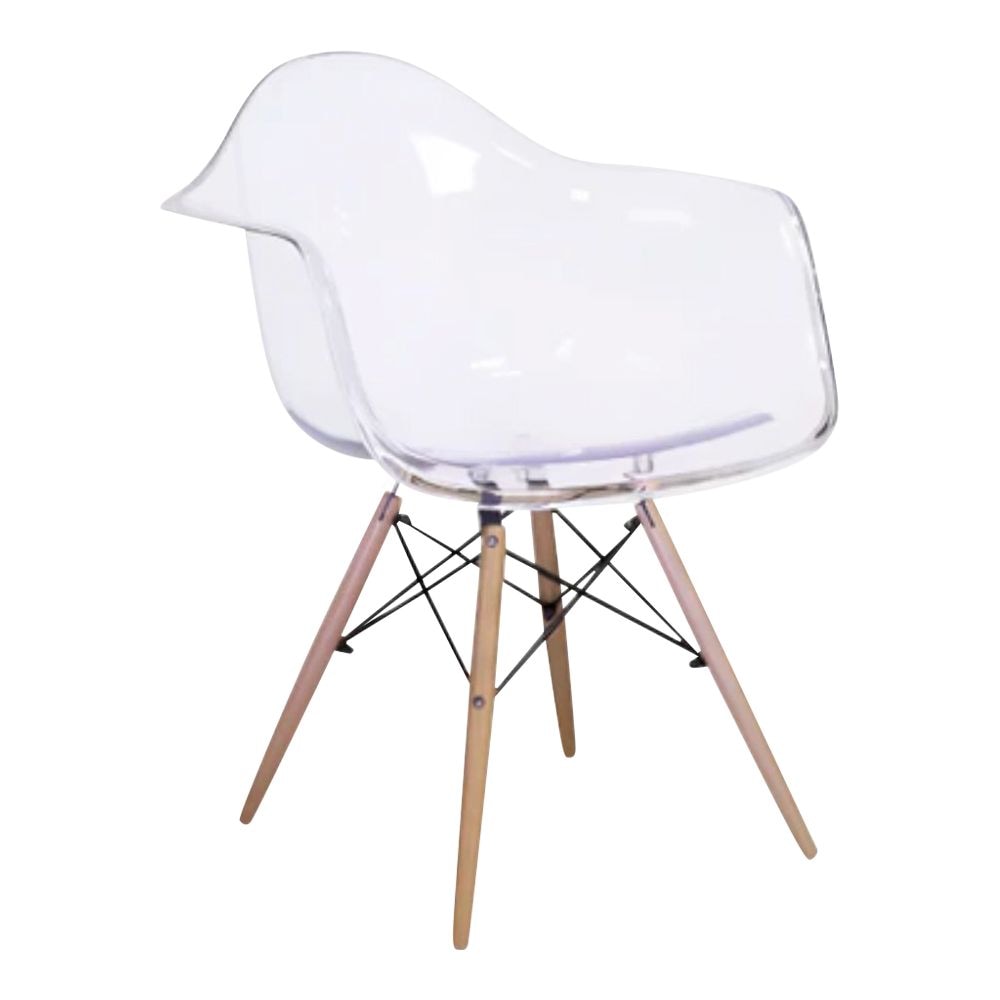 Me Home Clear Plastic Bucket Armchair with Wood Legs D8D3 - product image 1