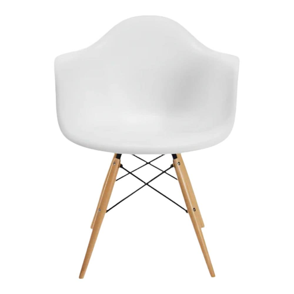Me Home White Plastic Bucket Armchair with Wood Legs I0T4 - product image 1