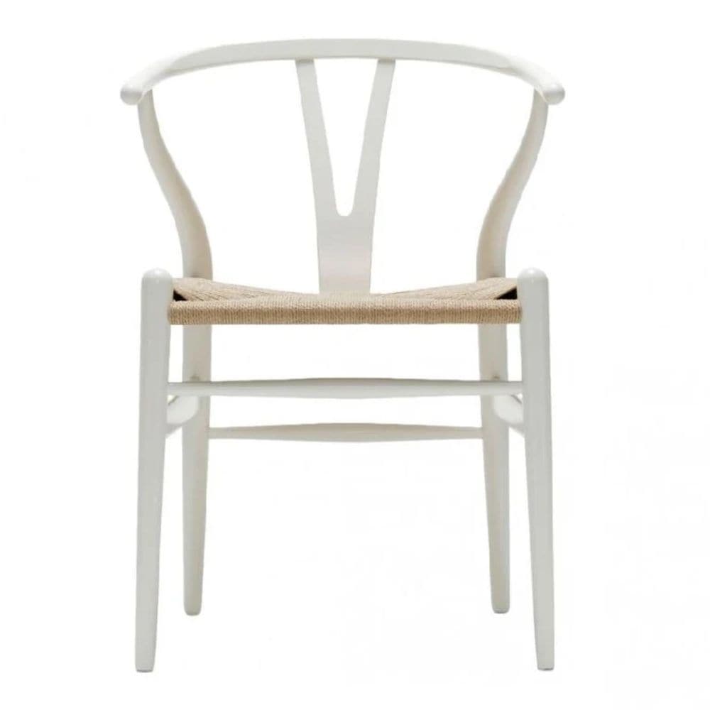 Me Home Wishbone Wood Dining Chair with Woven Seat, White L8L2 - product image 1