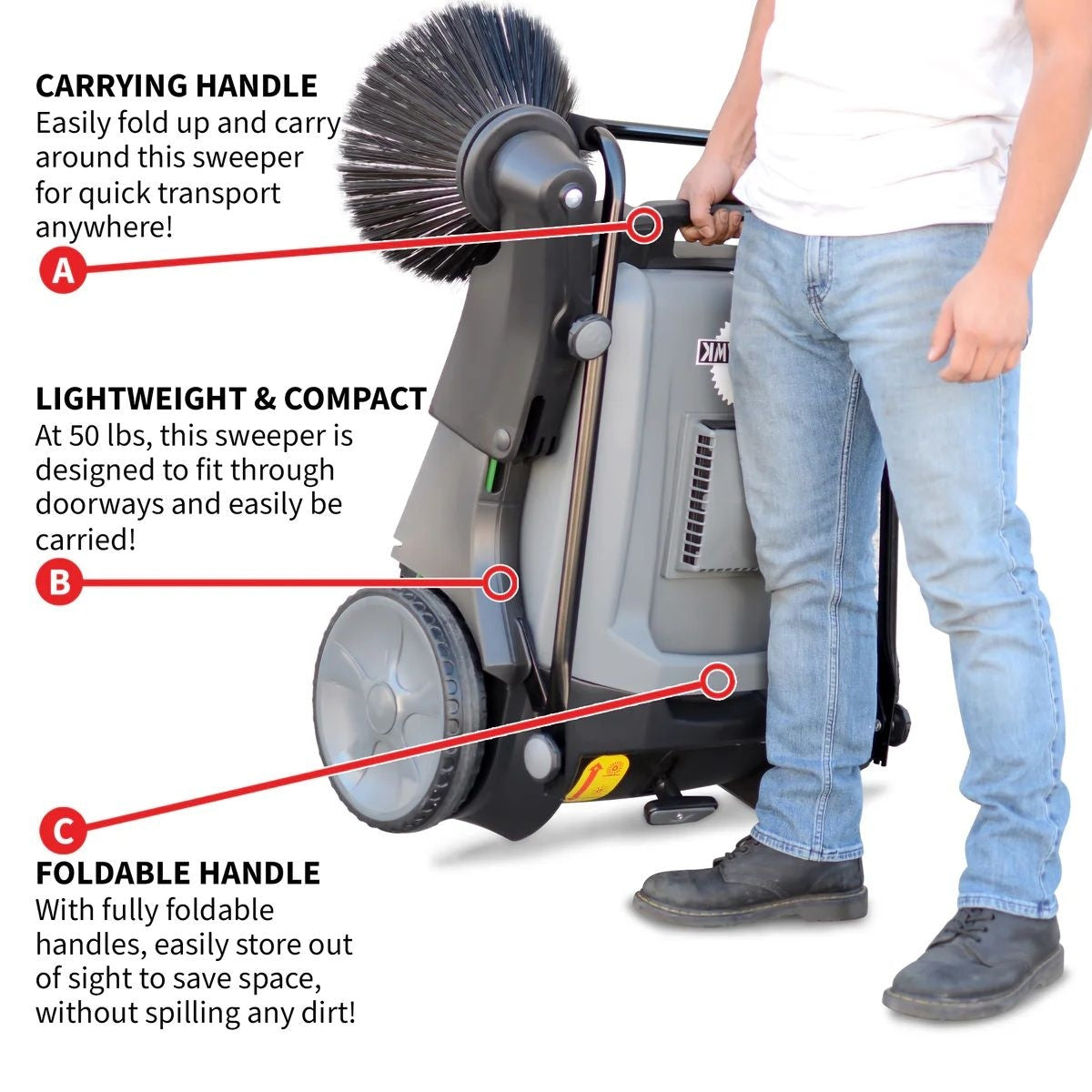 Commercial Push Sweeper & Hard Floor Cleaner, 38-in U6F7 - product image 2