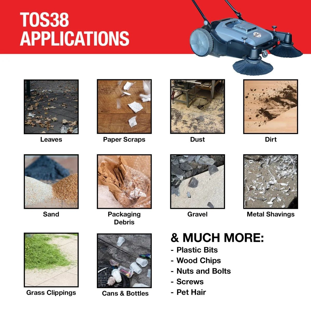 Commercial Push Sweeper & Hard Floor Cleaner, 38-in U6F7 - product image 4