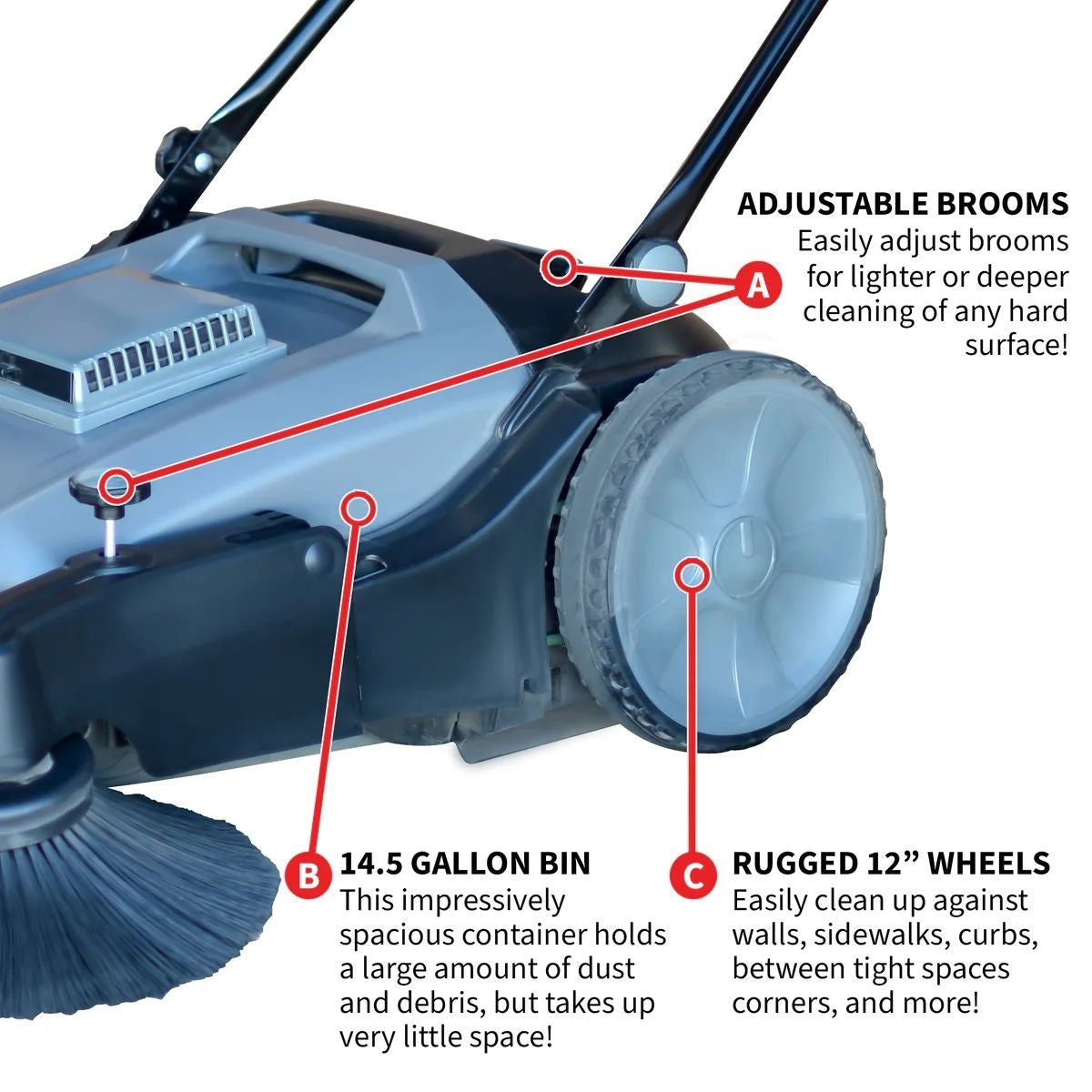 Commercial Push Sweeper & Hard Floor Cleaner, 38-in U6F7 - product image 6