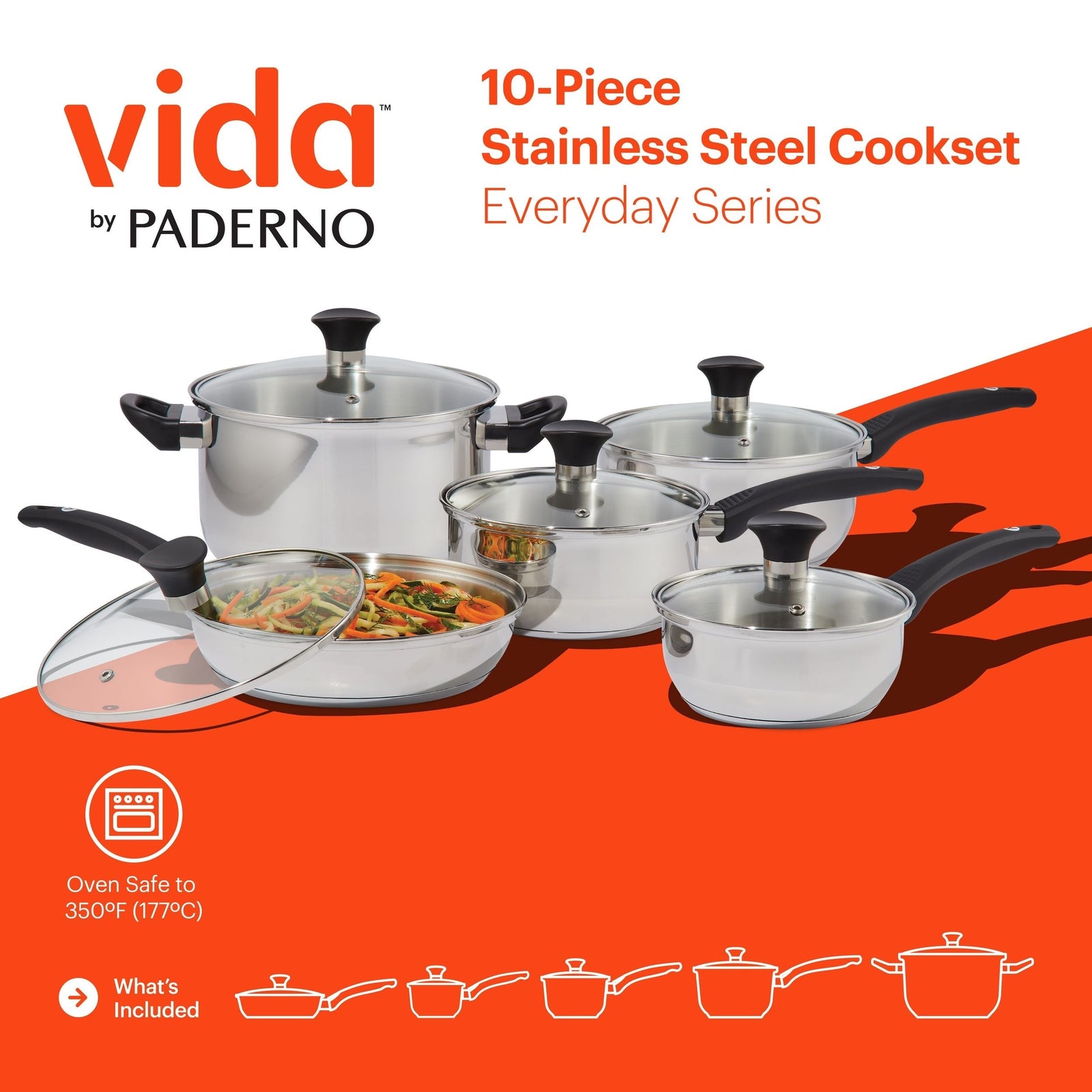 Everyday Series Premium Stainless Steel Cookware Set, Dishwasher & Oven-Safe, 10-pc J2Y8 - product image 7