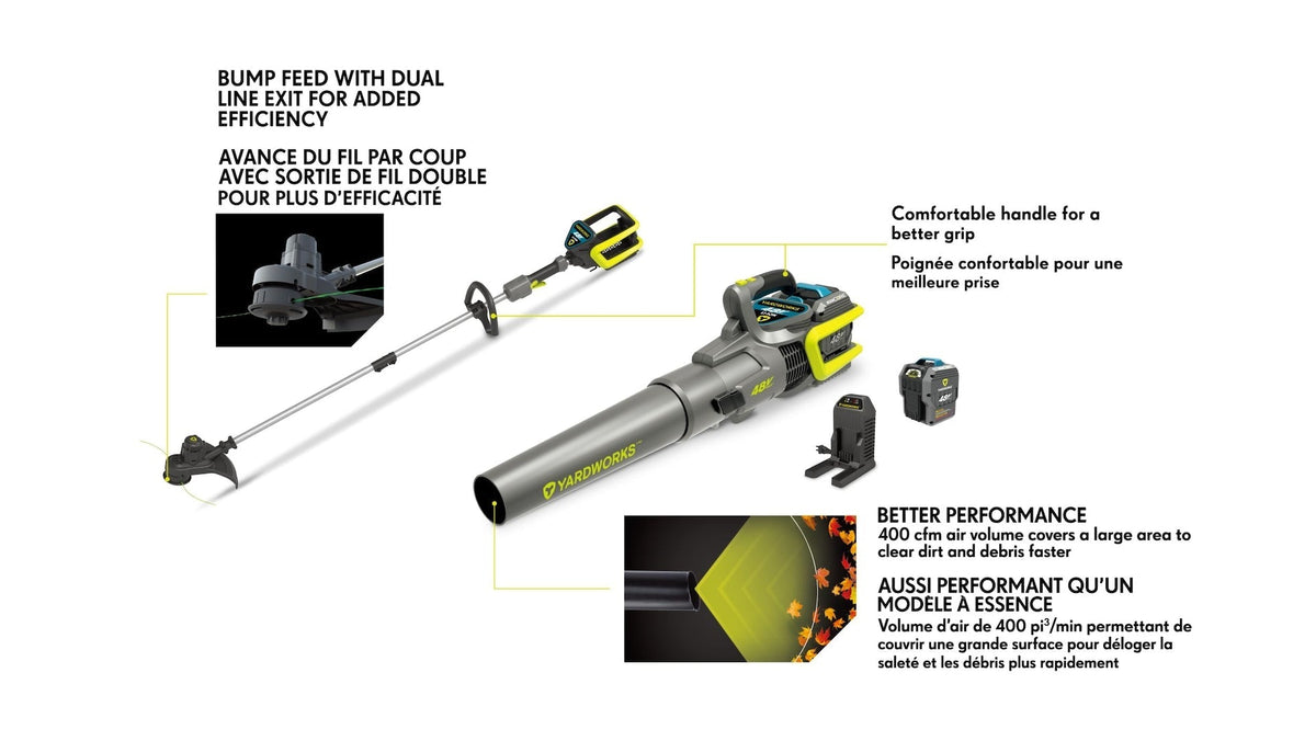 48 V Cordless Leaf Blower & Trimmer Combo, 2 Ah Battery Included R9D2 - product image 4
