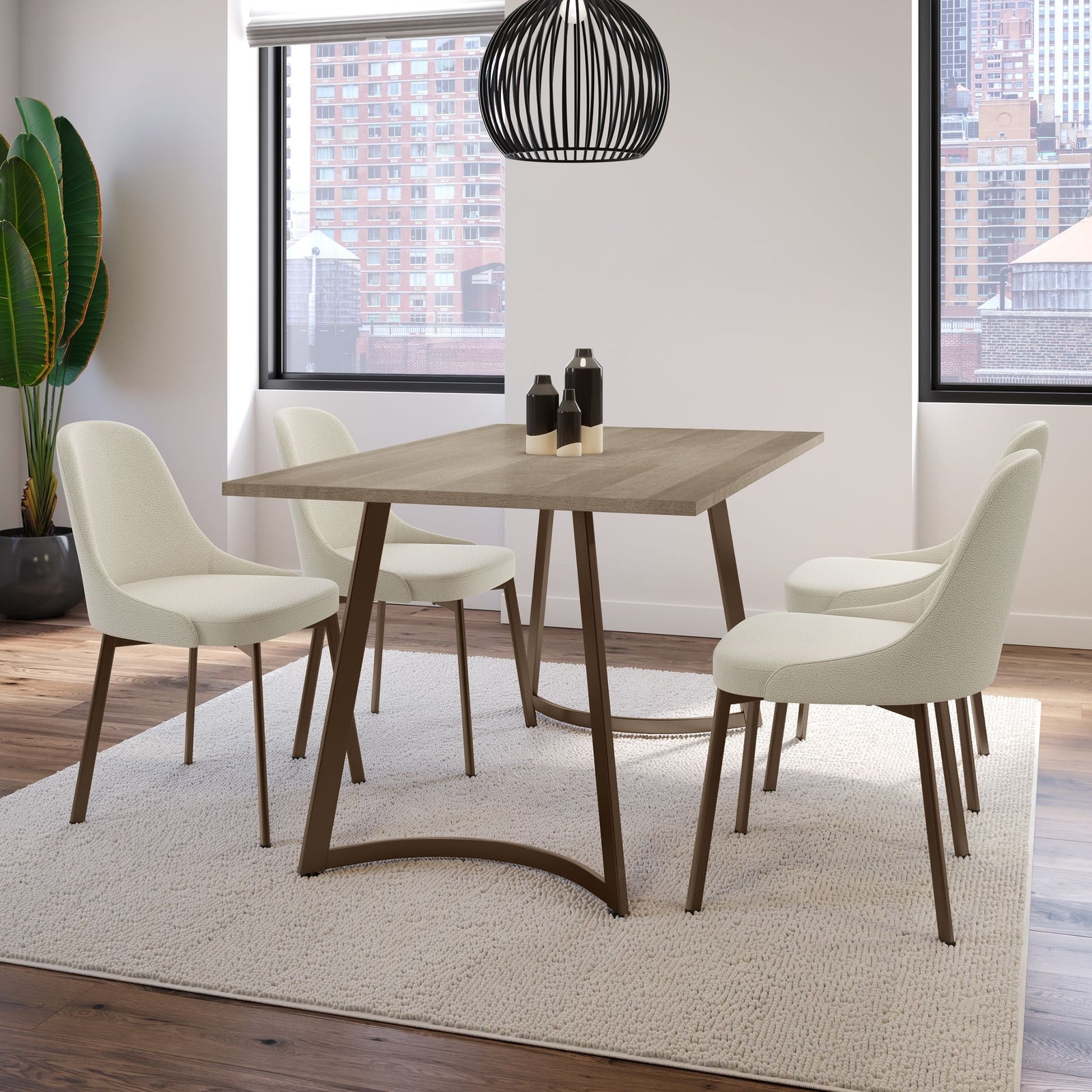 Harper Upholstered Dining Chair, Boucle Polyester Fabric & Bronze Metal Frame F1C2 - product image 6