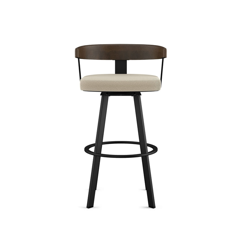 Lars Wood Swivel Bar Stool with Backrest, Black Frame, 30-in O4N1