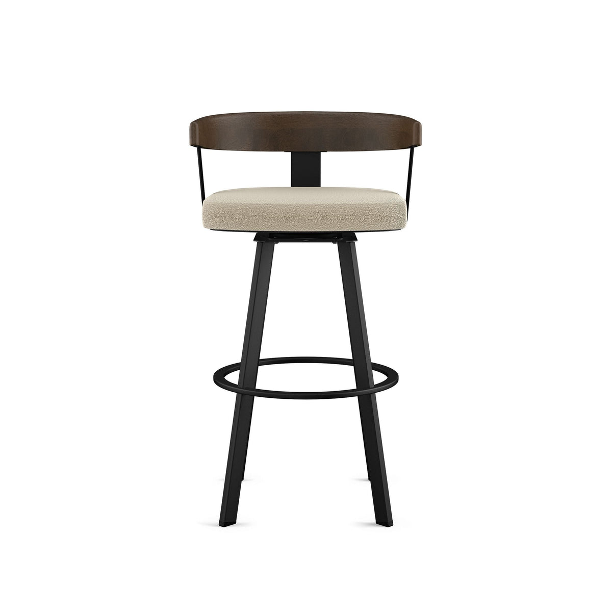Lars Wood Swivel Counter Stool with Backrest, Black Frame, 26-in H4V0 - product image 1