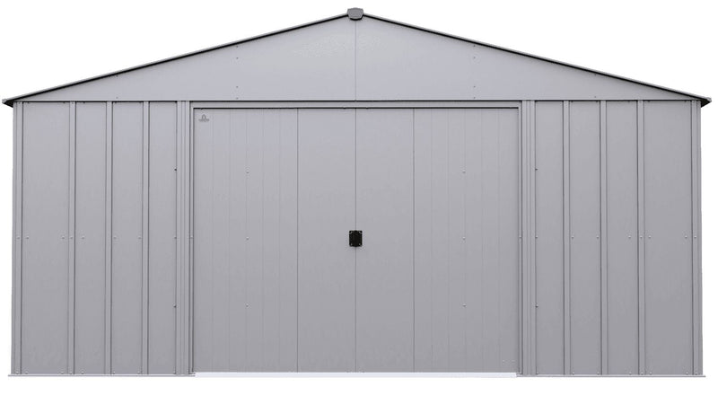 Classic 14x14-ft Flute Grey Corrosion-Resistant Steel Shed C8Q4