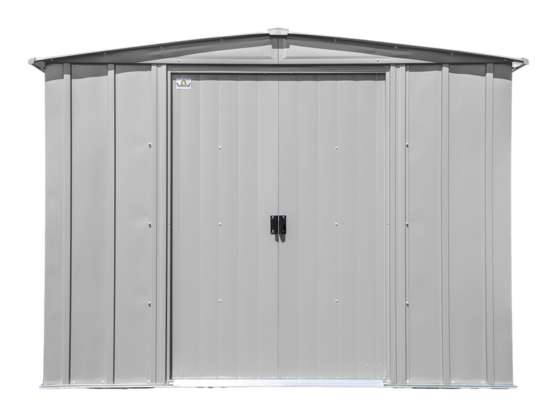 Classic 8x6-ft Flute Grey Galvanized Steel Storage Shed with Pitched Roof M5U4