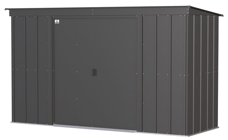 Classic Galvanized Steel Storage Shed, Charcoal, 10-ft x 4-ft T0V6