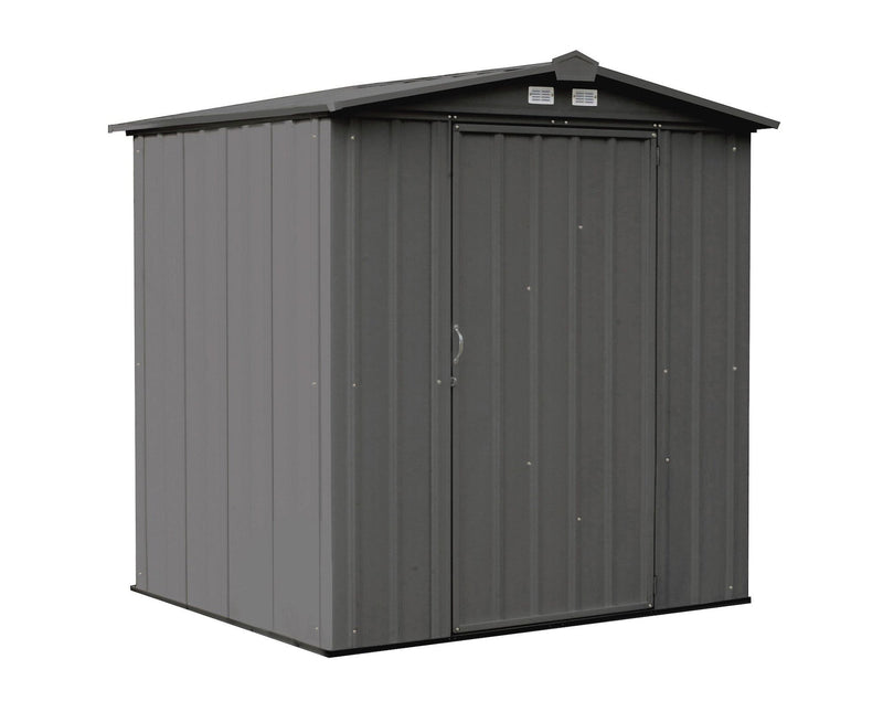 EZEE Galvanized Steel Storage Shed with Low Gable Roof, Charcoal, 6-ft x 5-ft U7Q4