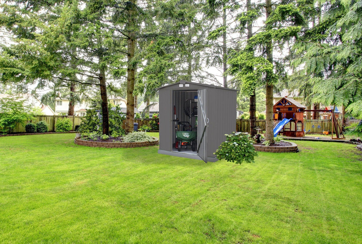 EZEE Galvanized Steel Storage Shed with Low Gable Roof, Charcoal, 6-ft x 5-ft U7Q4 - product image 6