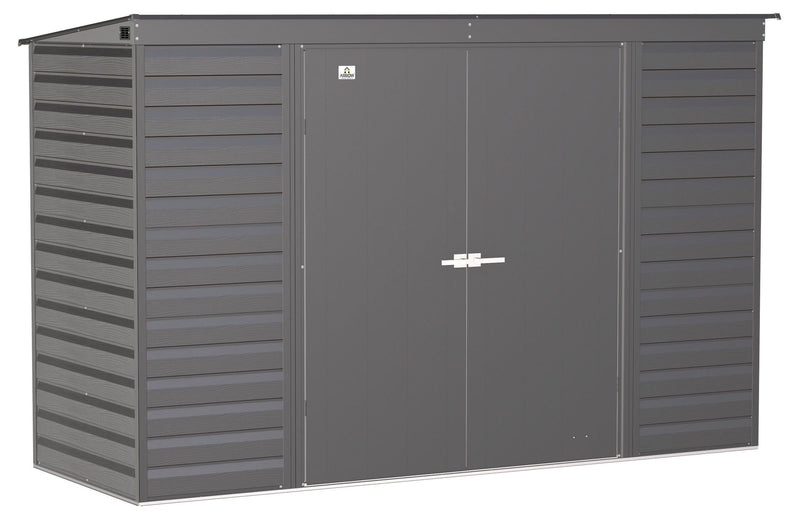 Select Galvanized Steel Storage Shed, Charcoal, 10-ft x 4-ft B6Z5