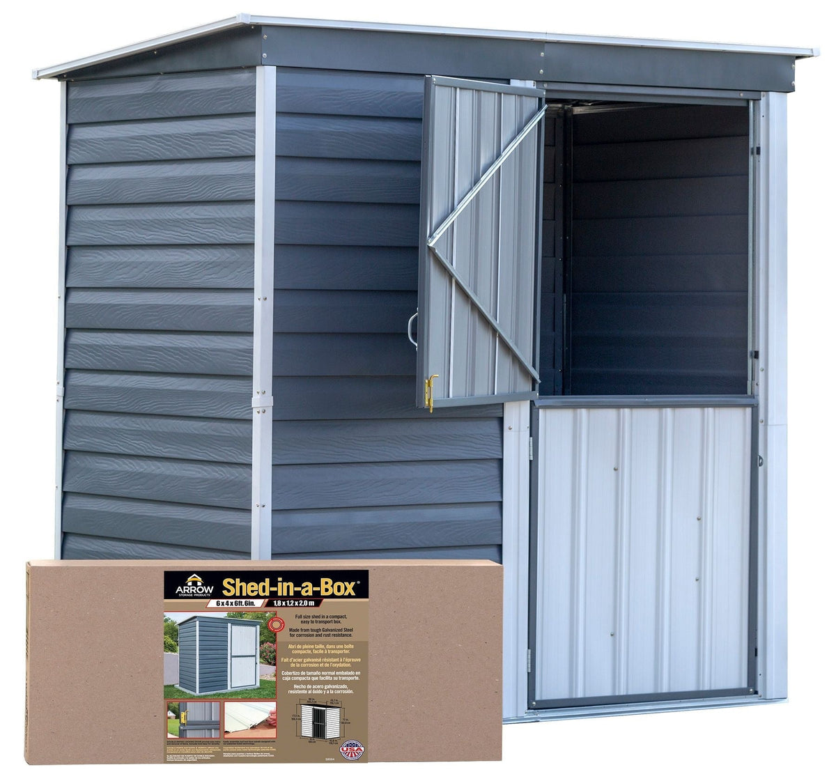 Shed-in-a-Box Steel Storage Shed, Charcoal/Cream, 6-ft x 4-ft Q5S5 - product image 3