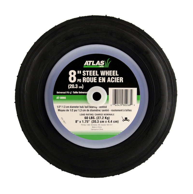 Steel Lawn Mower Replacement Wheel with Ball Bearings, 8-in x 1.5-in Q8G8