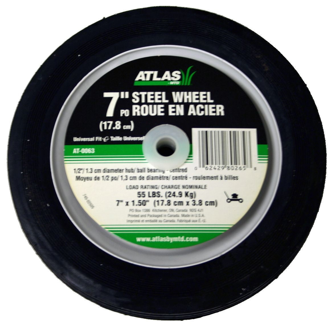 Steel Lawn Mower Wheel with Ball Bearings, 7-in x 1.5-in I5X1 - product image 1