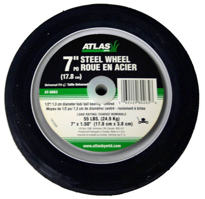 Steel Lawn Mower Wheel with Ball Bearings, 7-in x 1.5-in I5X1
